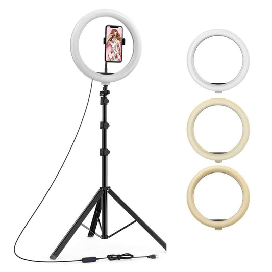 10 Inches Big LED Ring Light for Camera, Reel YouTube Video Shooting and Makeup with 7 Feet Long Foldable and Lightweight Tripod Stand